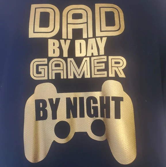 Gildan Black T-Shirt with Blue Print - Picture 2 of 3